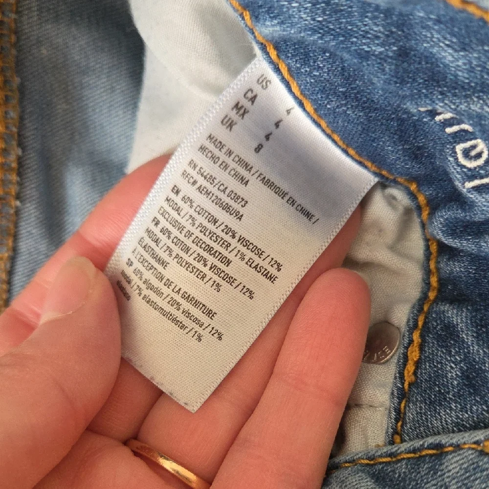 American Eagle Outfitters Ripped Blue Denim Shortie - Picture 2 of 4
